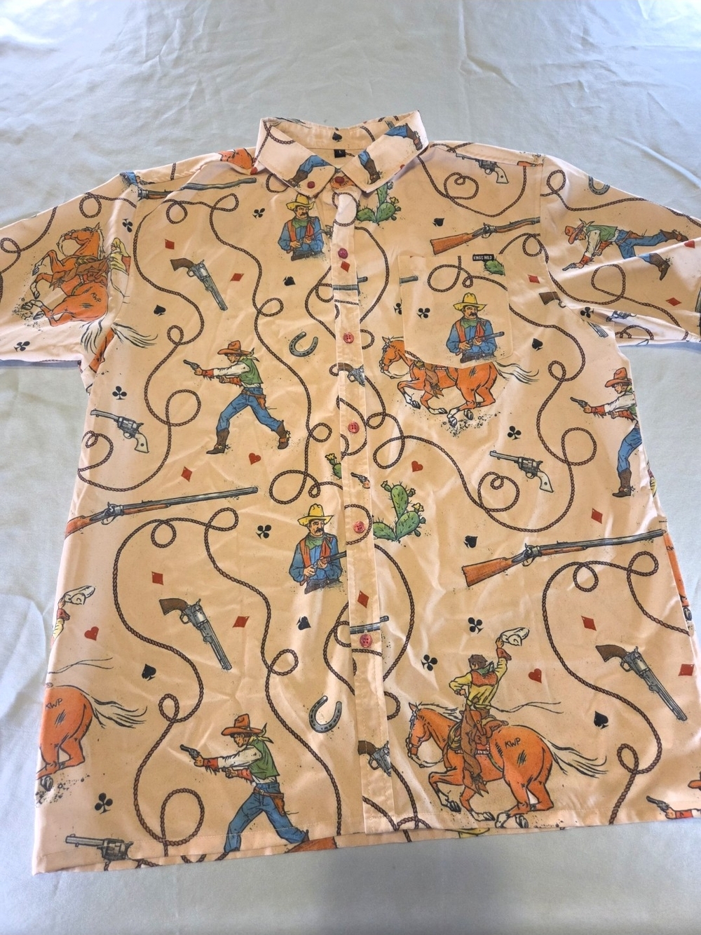Kings Wild Threads Cowboy Western All Over Print Button Up Shirt Large Rodeo - Picture 2 of 10